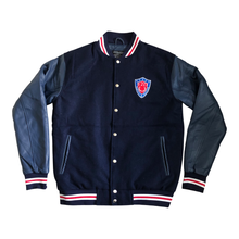 Load image into Gallery viewer, Real Leather Navy Blue Varsity
