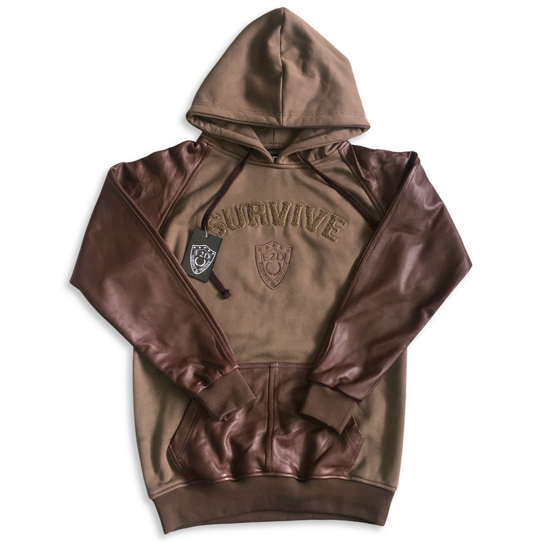 Brown Real Leather Template Hoodie