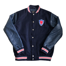 Load image into Gallery viewer, Real Leather Navy Blue Varsity
